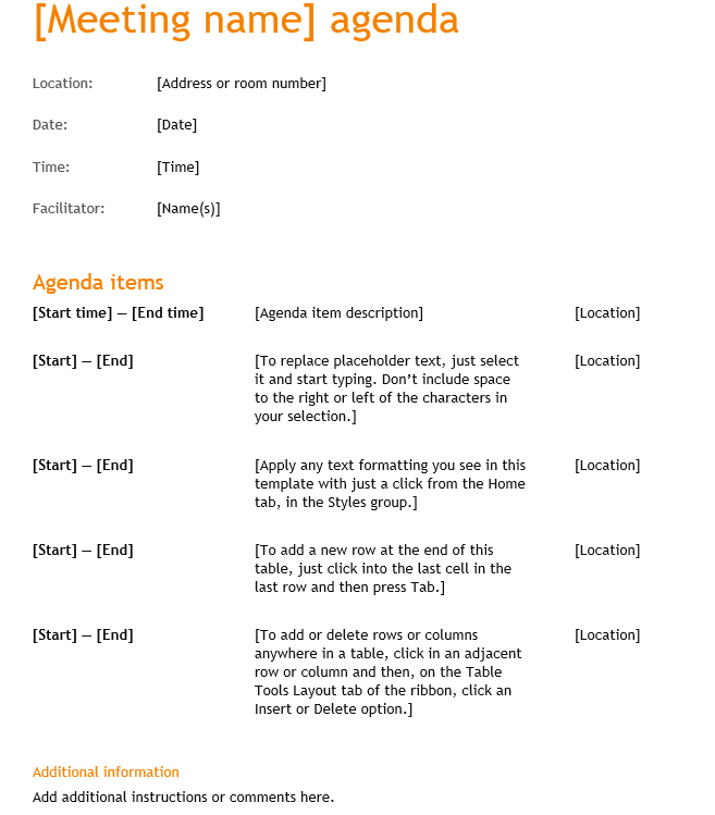 business agenda
